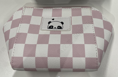 Checkered Pattern Dumpling Shape Cosmetic Bag(Pink)
