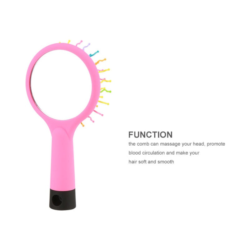 Rainbow Hair Brush with Mirror