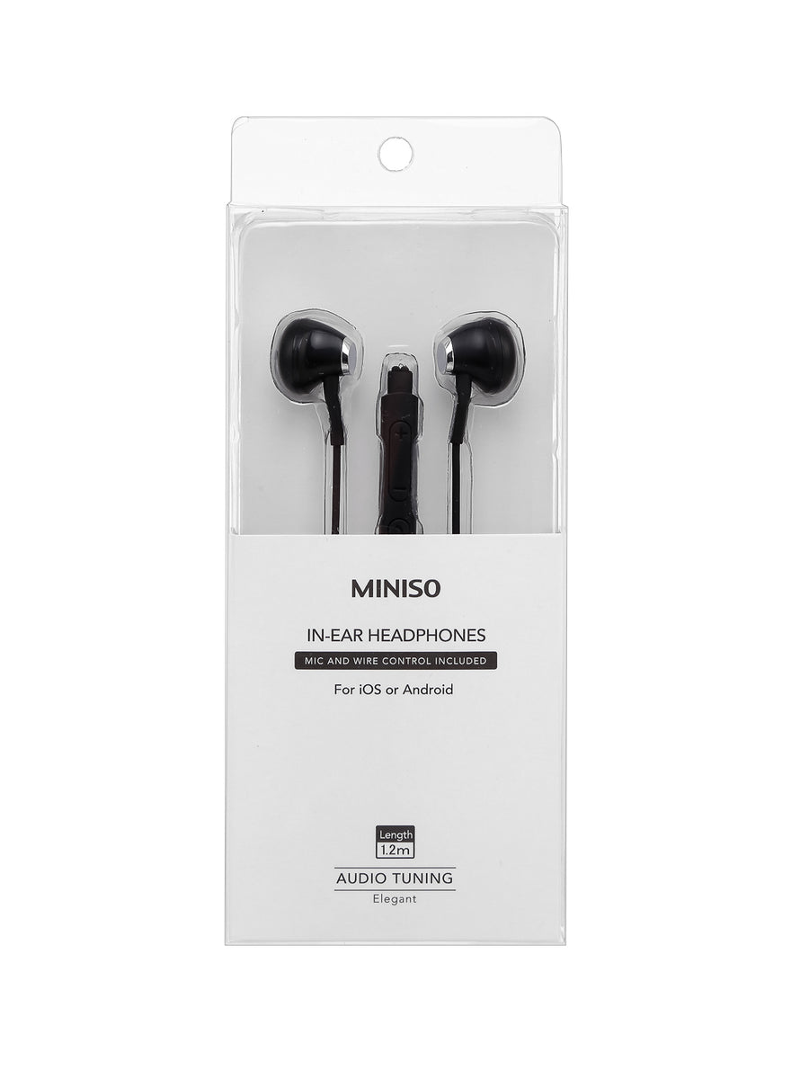 Elegant HalfinEar Earphones, Model E156 (Black) Miniso Pakistan