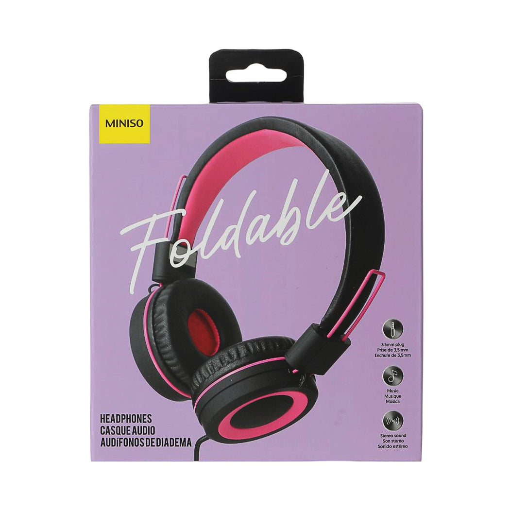 Foldable Head Phone (Pink+Black) – Miniso Pakistan - Main Image