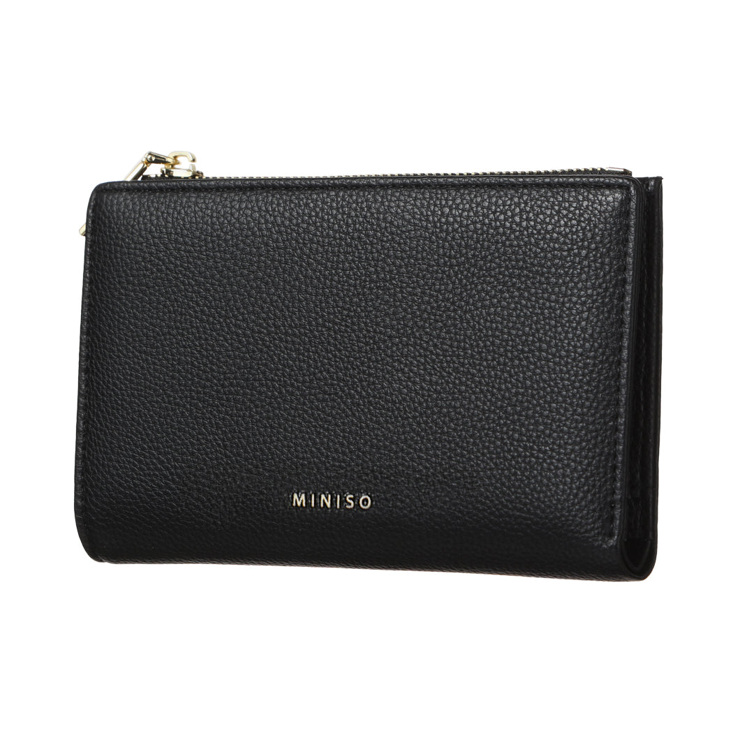 Two-fold Zipped Women's Wallet (Black)