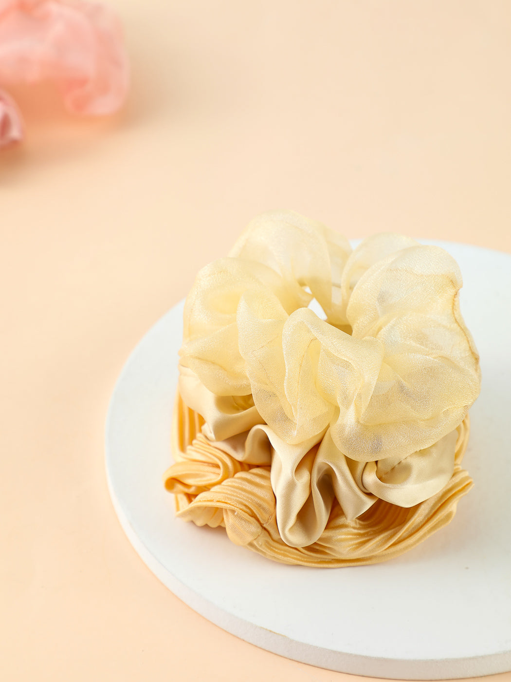 Pure Colored Large Hair Tie 3pcs(Yellow)