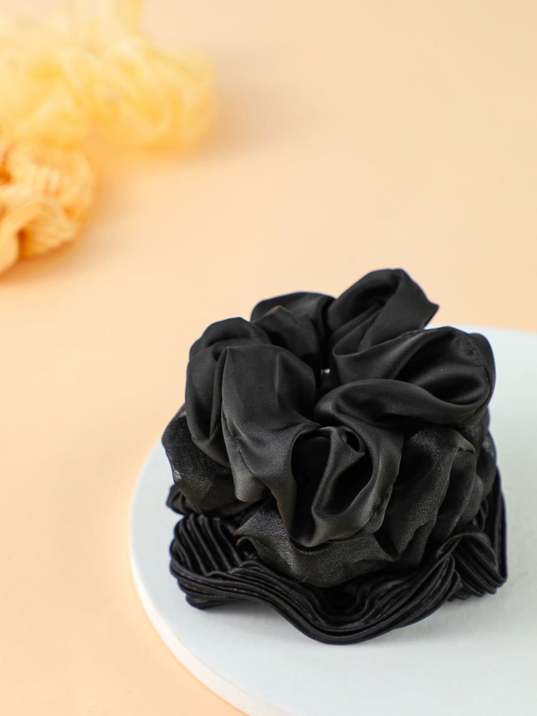 Pure Colored Large Hair Tie 3pcs(Black)