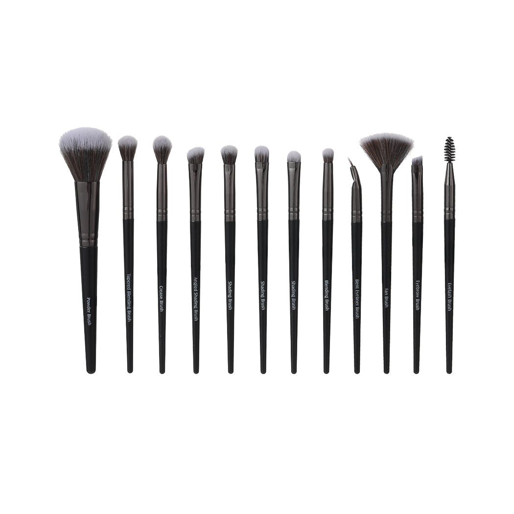 Premium Classic Makeup Brush Set (12 pcs)(Black) Miniso Pakistan