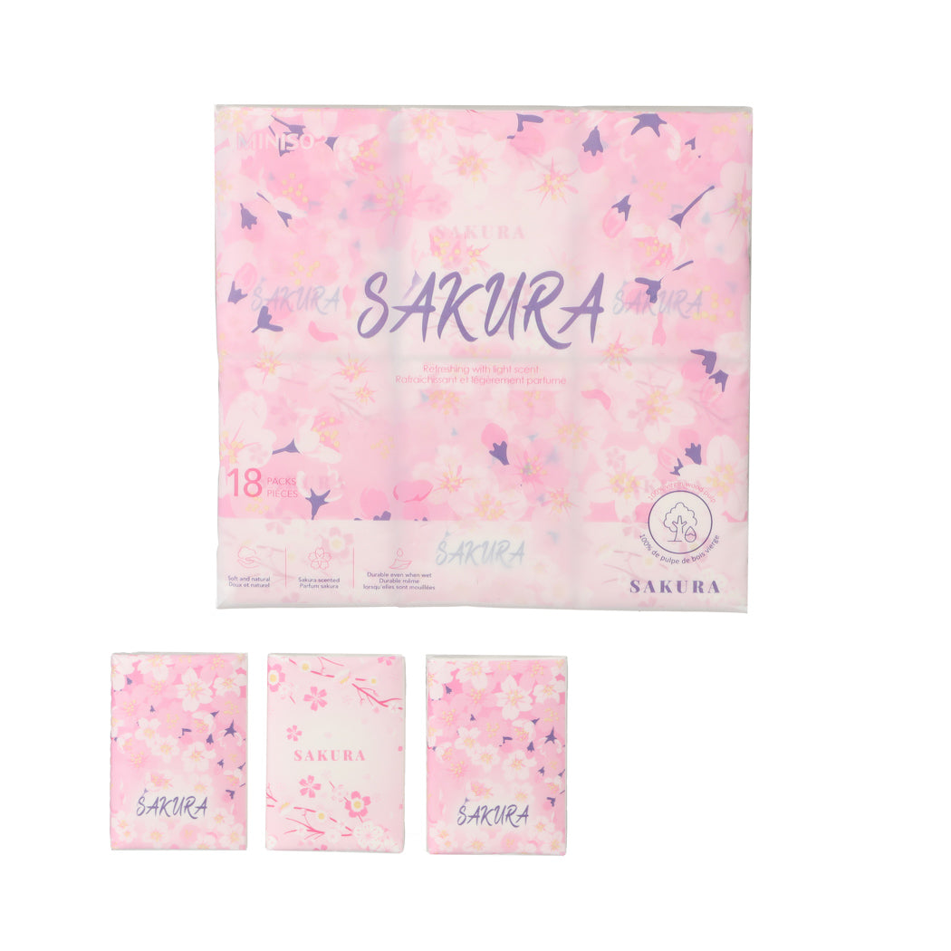 Sakura Blossom Series Pocket Packs Facial Tissues (18 Packs) Miniso