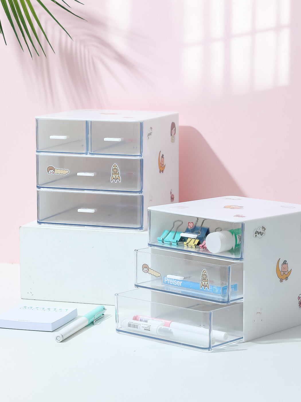 Desk Organizer with 4 Drawers(White)