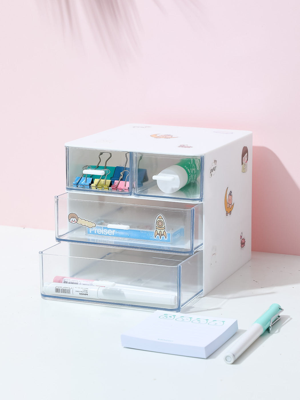 Desk Organizer with 4 Drawers(White)
