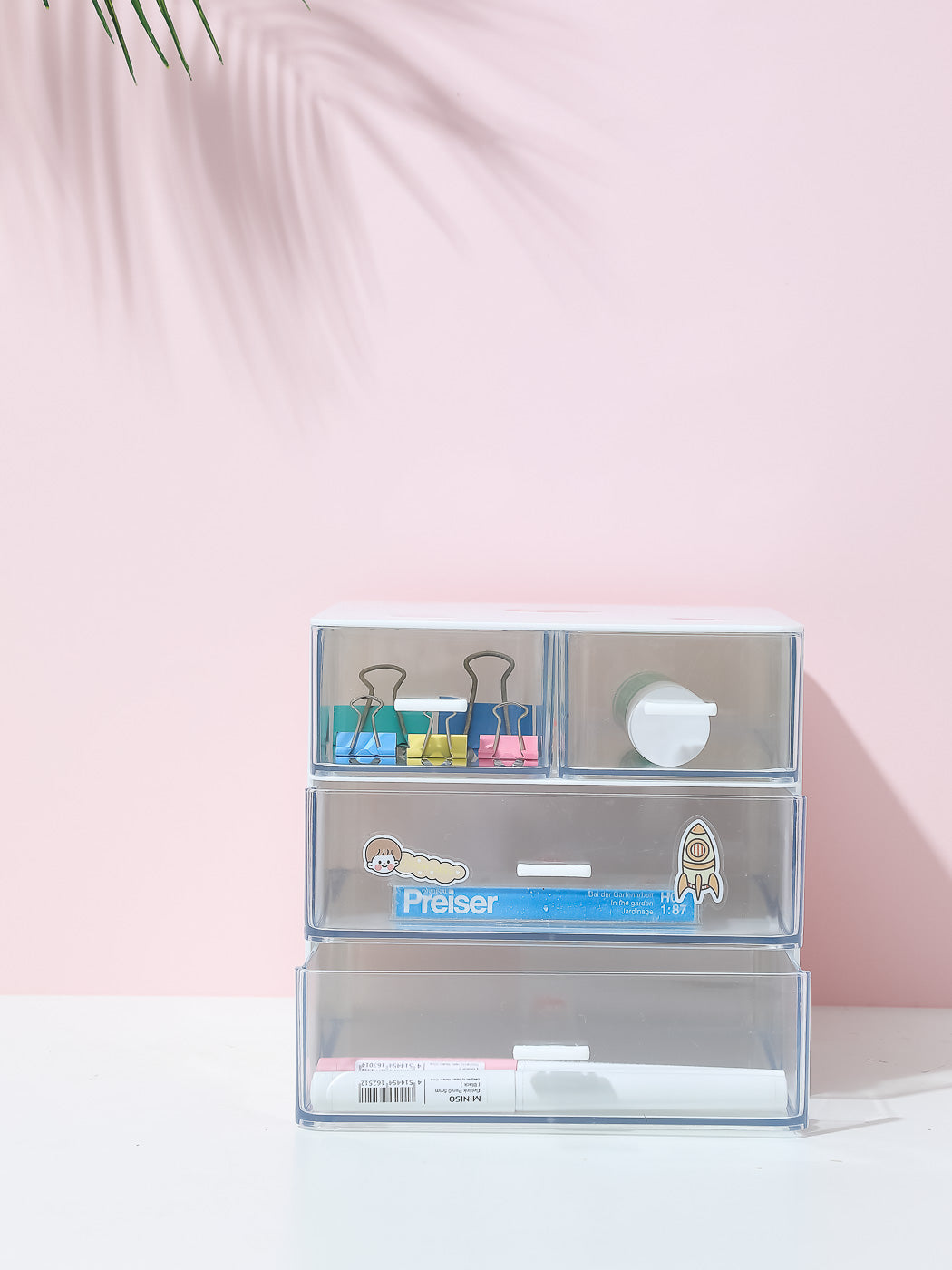 Desk Organizer with 4 Drawers(White)