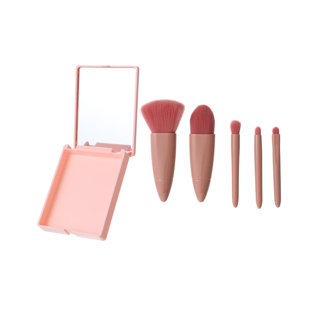 Portable Makeup Brushes Set with Mirror Box (5 pcs) Miniso Pakistan