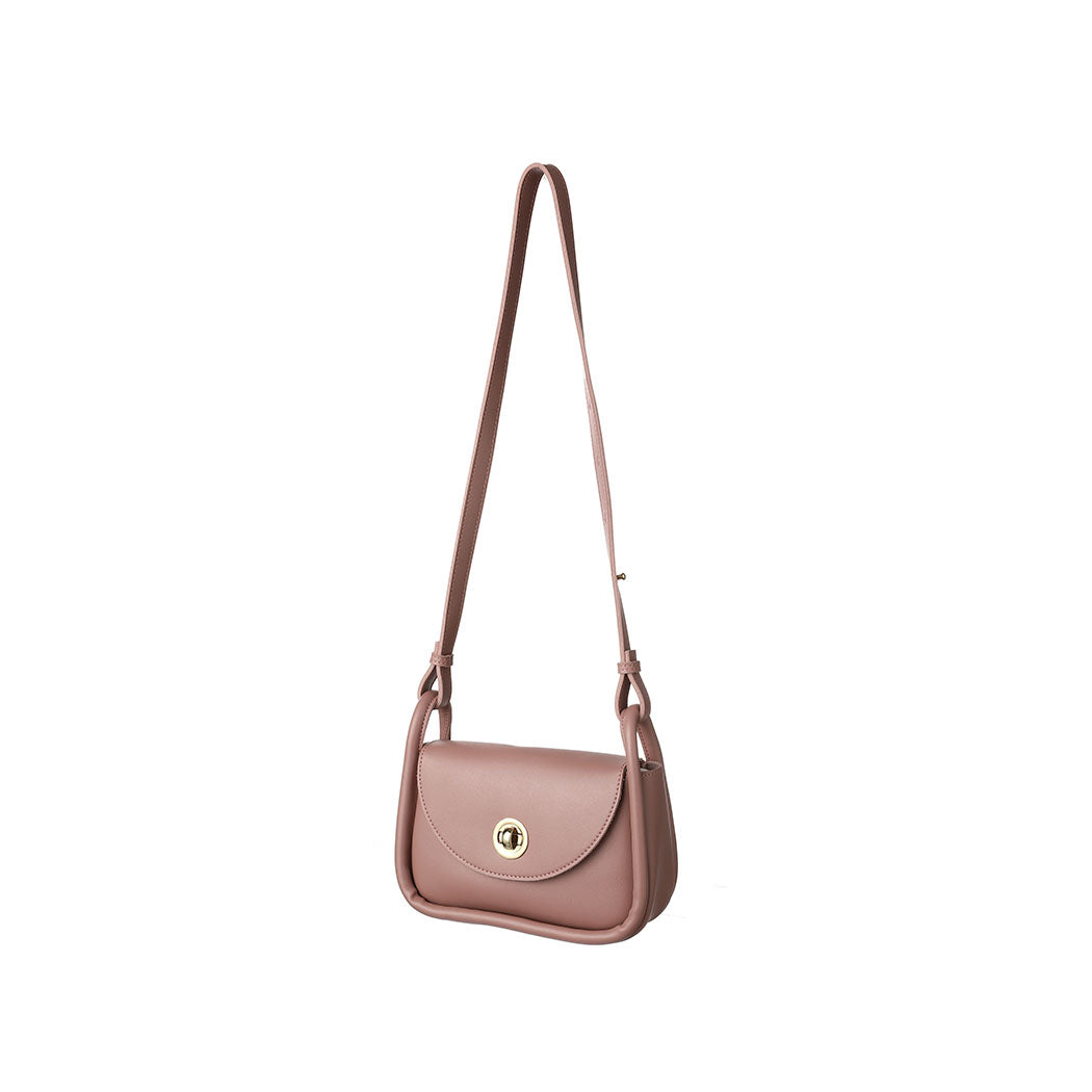 Retro Locking Crossbody Bag with Flap(Pink)