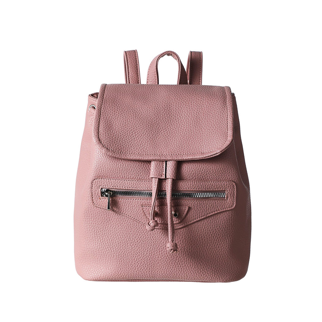 Litchi Grain Solid Color Backpack Pink