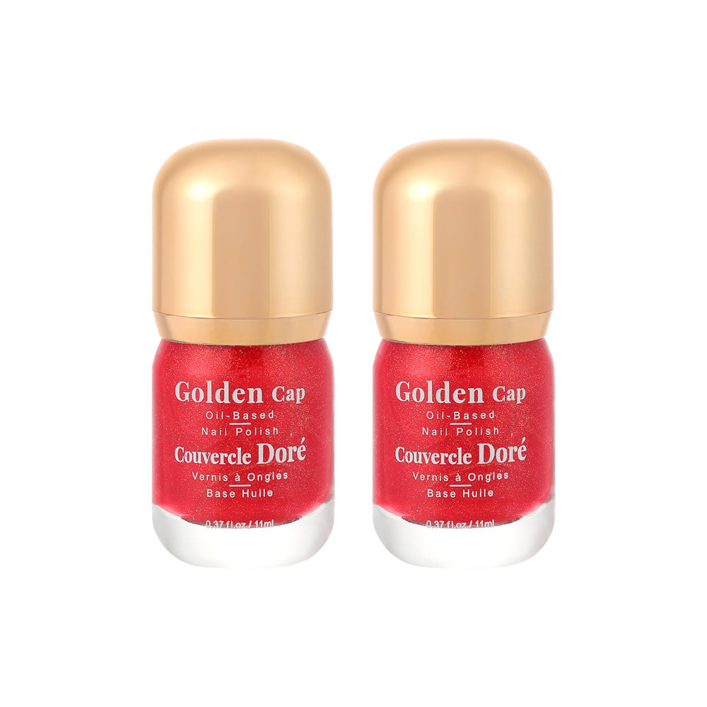 Pack Of 2 | Golden Cap Oil-based Nail Polish(11 Glitter Red)