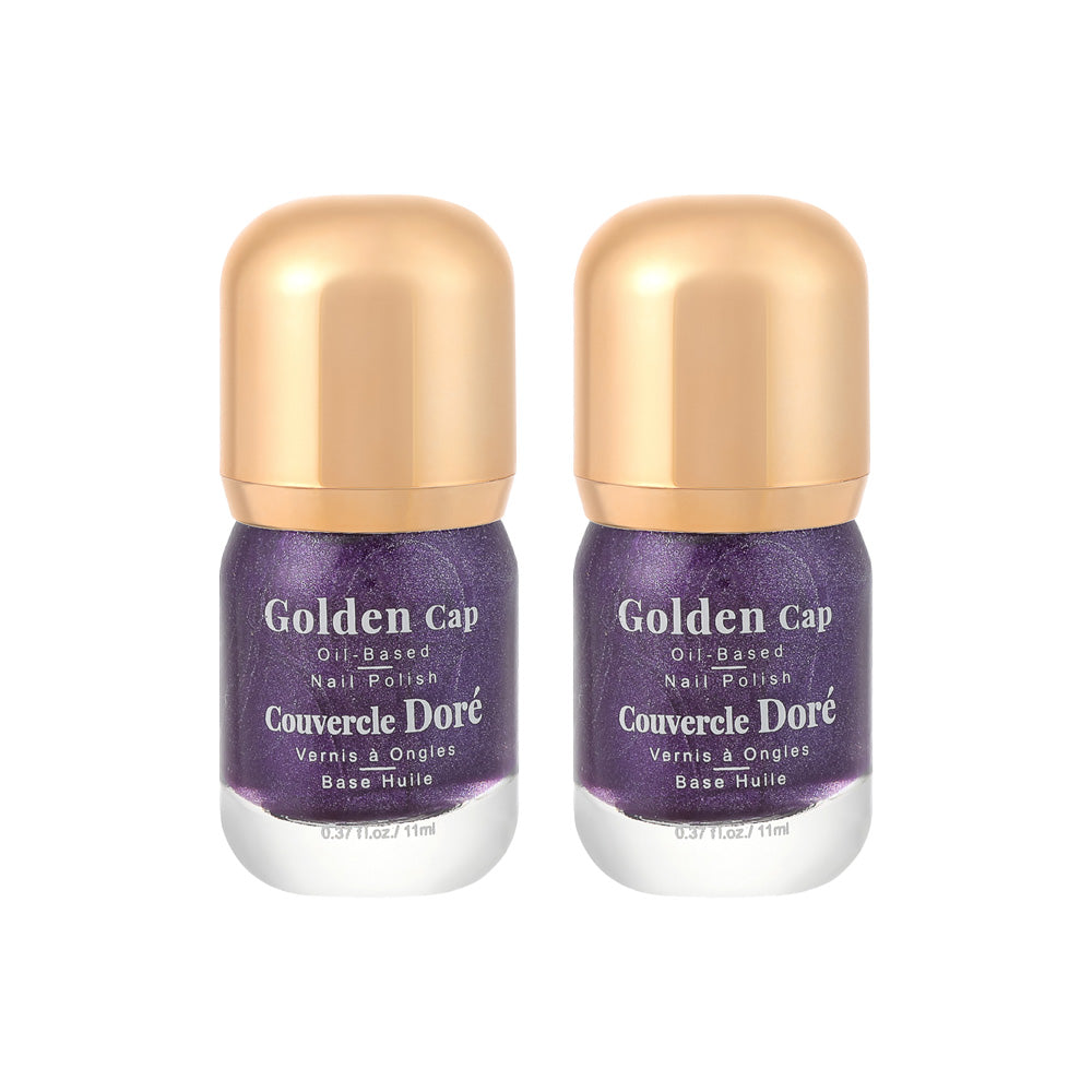 Pack Of 2 | Golden Cap Oil-based Nail Polish(14 Glitter Purple)