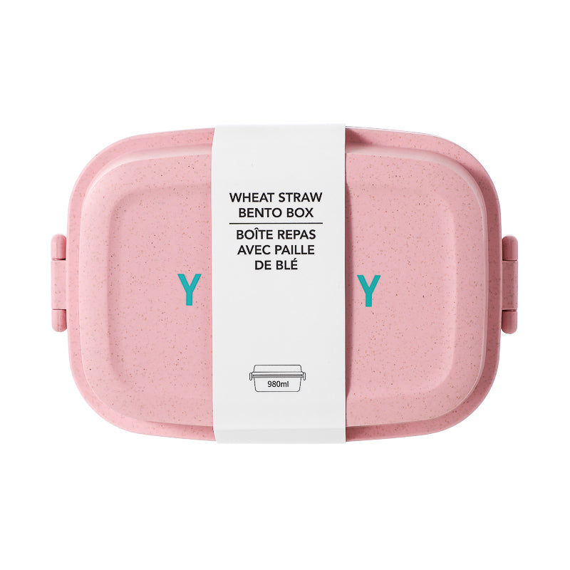 Wheat Straw Bento Box with Double Clips 980ml