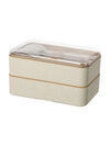 Wheat Straw Double-layer Bento Box 1000ml(Creamy White)
