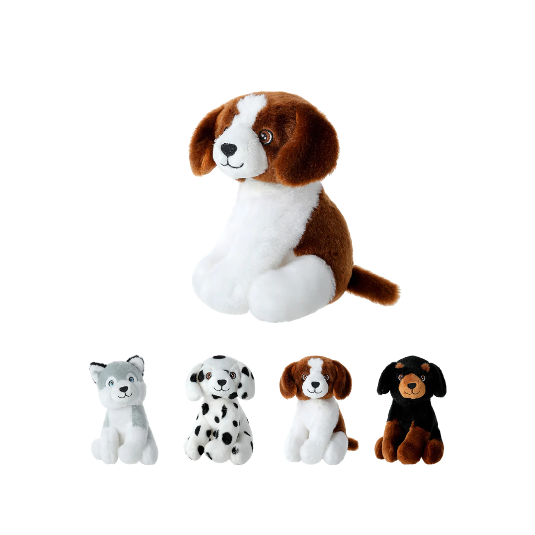 Small Plush Toy 4 Assorted Models Husky Dalmatian Brown Dog