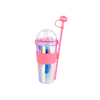 Holographic Series Double Wall Tumbler with Straw (420mL)(Pink)