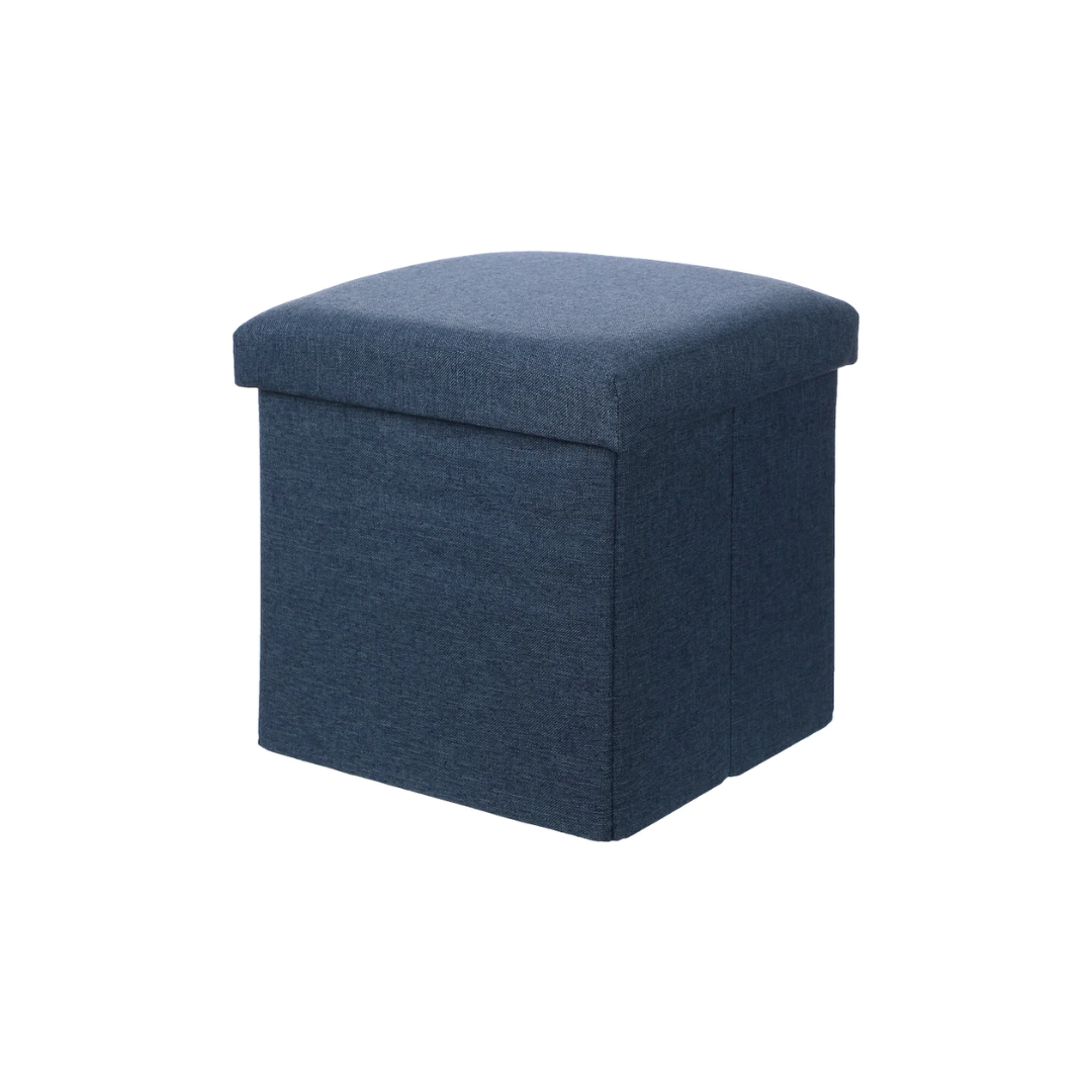 Linen Square Storage Stool 30cm(Blue)