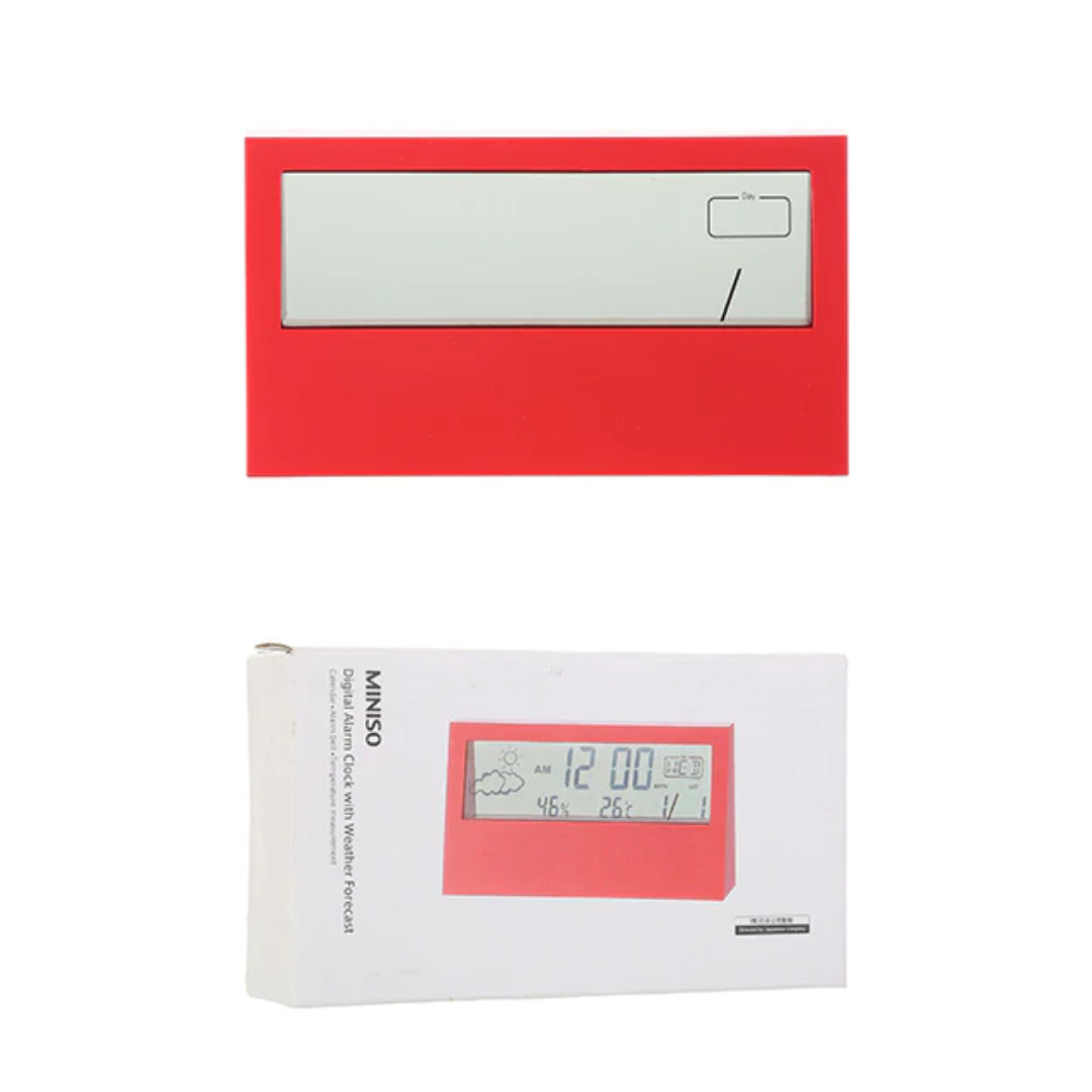Digital Alarm Clock with Weather Forecast (Red) Miniso Pakistan