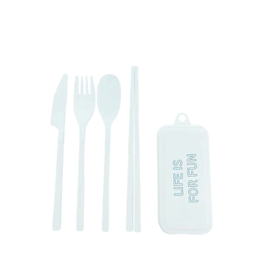 Detachable Plastic Cutlery Kit (5 Piece Kit) (White)
