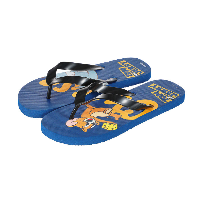 (Blue)(41-42) Tom & Jerry I love cheese Collection Flip-Flops for Men