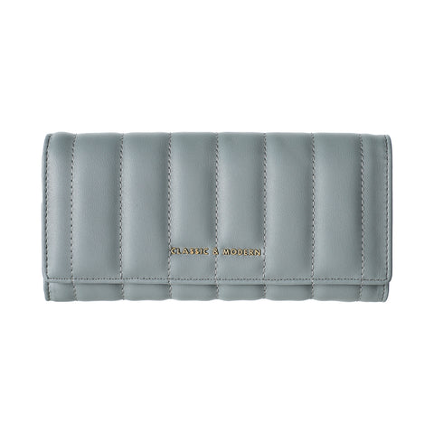 Women's Long Seam Design Wallet with Metal Letters(Gray)