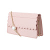 Scalloped Flap Crossbody Bag with Bead Chain (Pink)