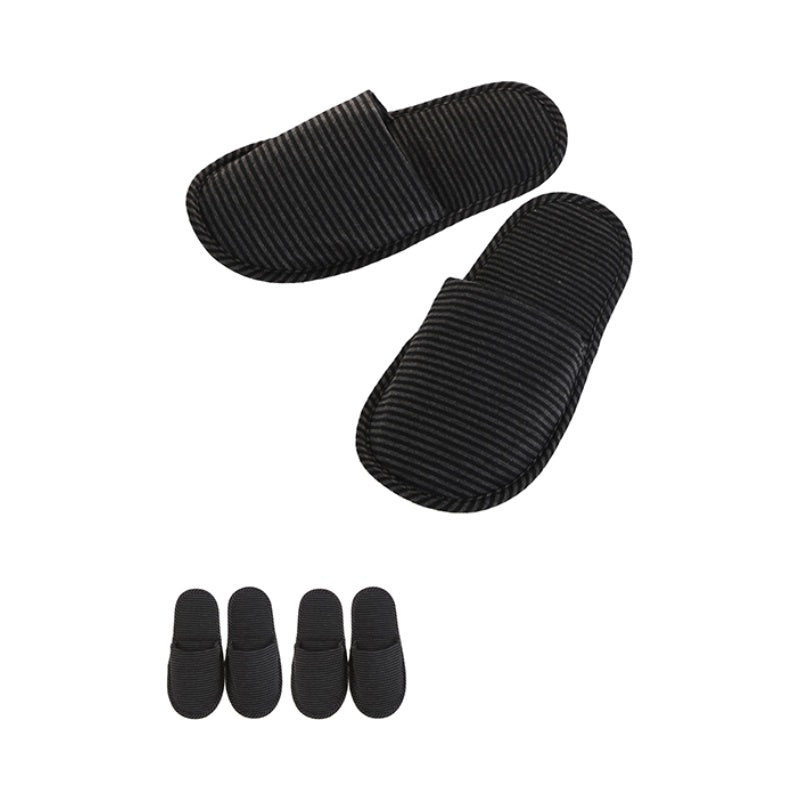 Women's Foldable Stripe Slippers (Grey+Black)