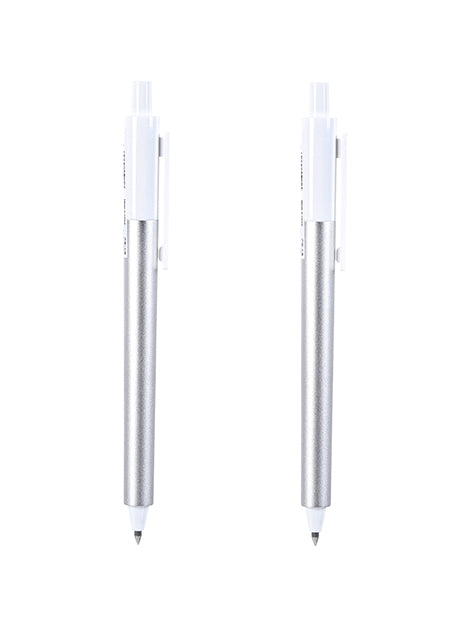 Aluminium White Matte Penholder Gel Pen 0.5mm (Black)