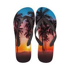 Tropical Rainforest Series Men's Flip Flops (Black Sunset,41-42)
