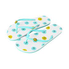 (Blue Smiley Face,39-40) Love and Peace Series Women's Flip Flops
