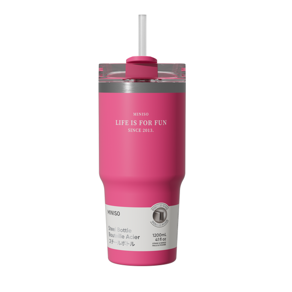 Dopamine Color Series Double Wall Straw Bottle 490mL(Rosy)