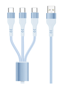 Macaron Series 3-in-1 Fast Charging Data Cable (3 USB-C Ports)(Blue)