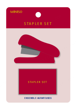Minimalism Retro Collection Mini Stapler with Staple Box (Wine Red)