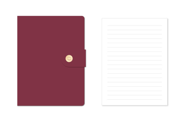 Minimalism Retro Collection B6 Leather Cover Snap Book (120 Sheets) (Wine Red)