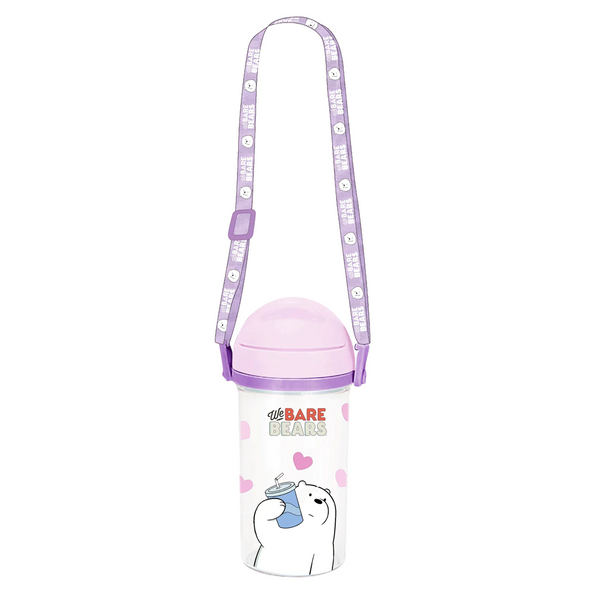 We Bare Bears Collection 5.0 Straw Water Bottle with Shoulder Strap (400mL)(Ice Bear)