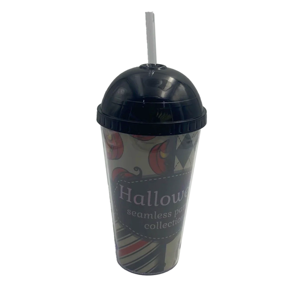 Plastic Cup with Straw (Round Lid)(B)