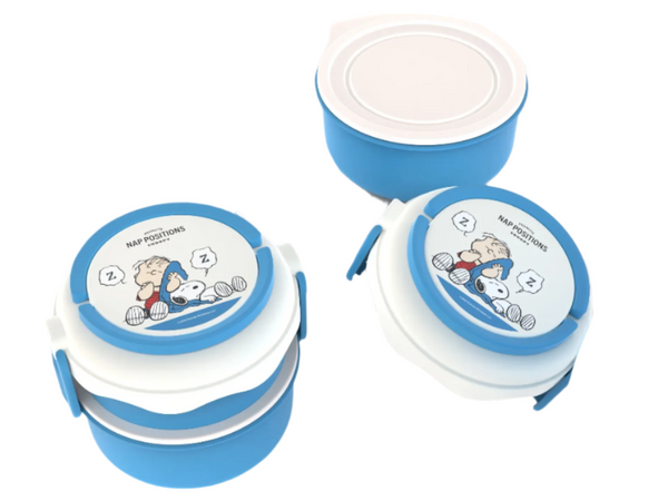 Snoopy Collection Round Double Layered Lunch Box (1100mL)(Blue)