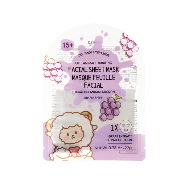 Cute Animal Hydrating Facial Sheet Mask (Grape)