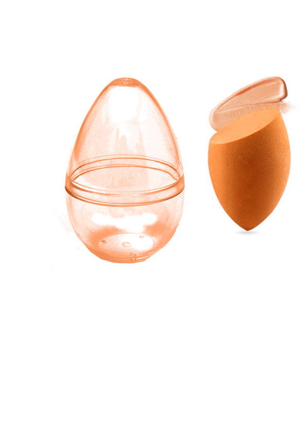 Slanted Makeup Sponge with Transparent Travel Case(Orange)