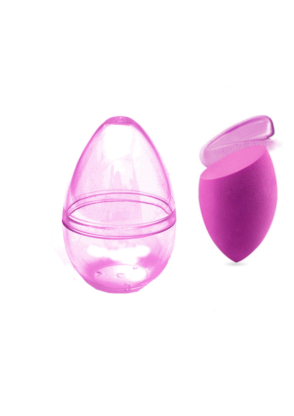 Slanted Makeup Sponge with Transparent Travel Case(Fuchsia)