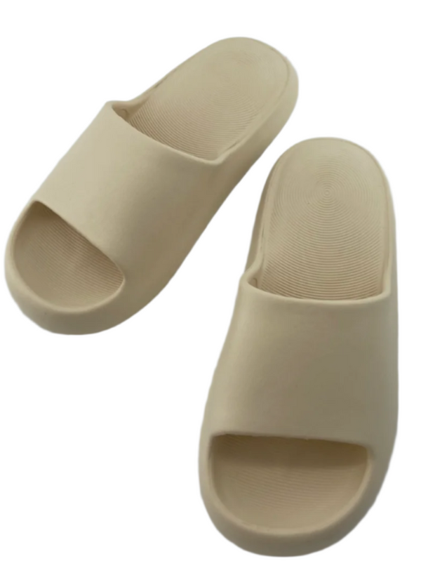 (Off-white,37-38) Women's Fashion Cushioned Thick Slippers