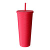 Durian Design Plastic Tumbler with Straw 680mL (Rose Red)