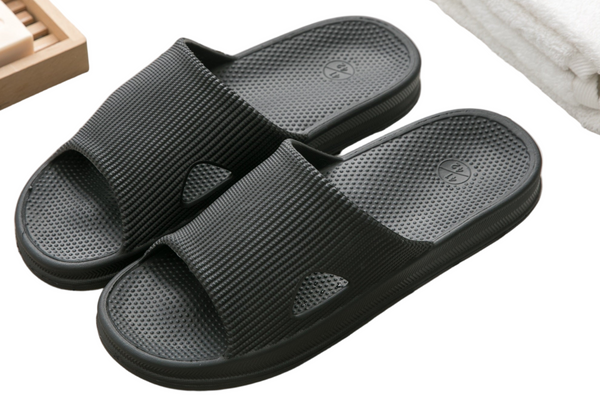 (Black,41-42) Antibacterial Series Men's Bathroom Slippers