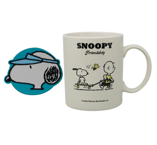 Snoopy Summer Travel Collection Ceramic Cup with Coaster (340mL)(Off-White)