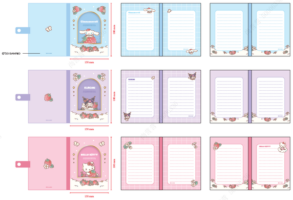 Sanrio characters Strawberry Collection B6 TPU Gold-stamping Hardcover Book (64 Sheets) (3 Assorted Models)