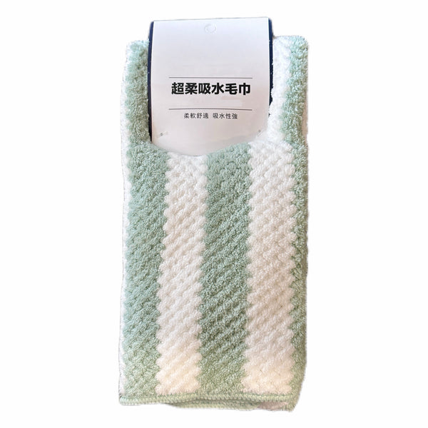 Striped Coral Fleece Towel (Green)