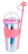 Holographic Series Double Wall Tumbler with Straw (420mL)(Pink)