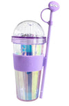 Holographic Series Double Wall Tumbler with Straw (420mL)(Purple)