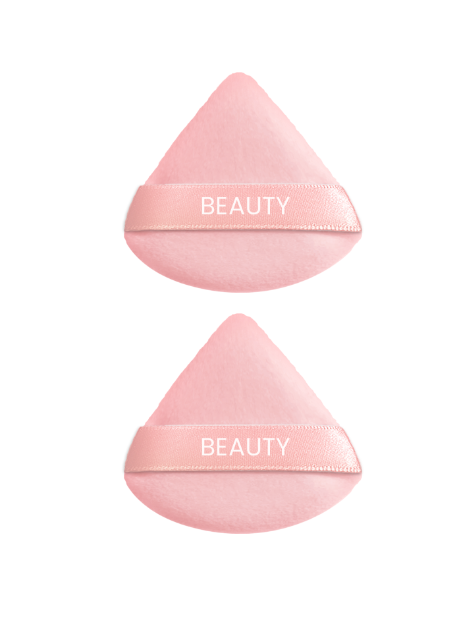 Peach Pink Series Ultra-Soft Triangle Makeup Puffs with Container (2 pcs)